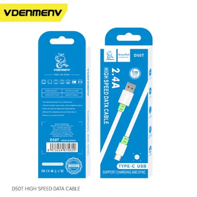 کابل شارژ دنمن DENMEN مدل D50T تایپ سی فست